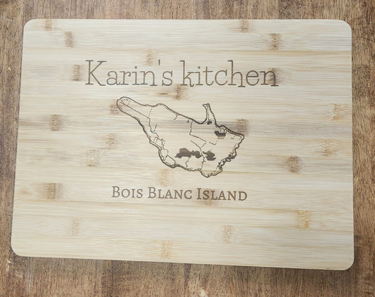 Personalized name + kitchen Bois Blanc Island Cutting Board